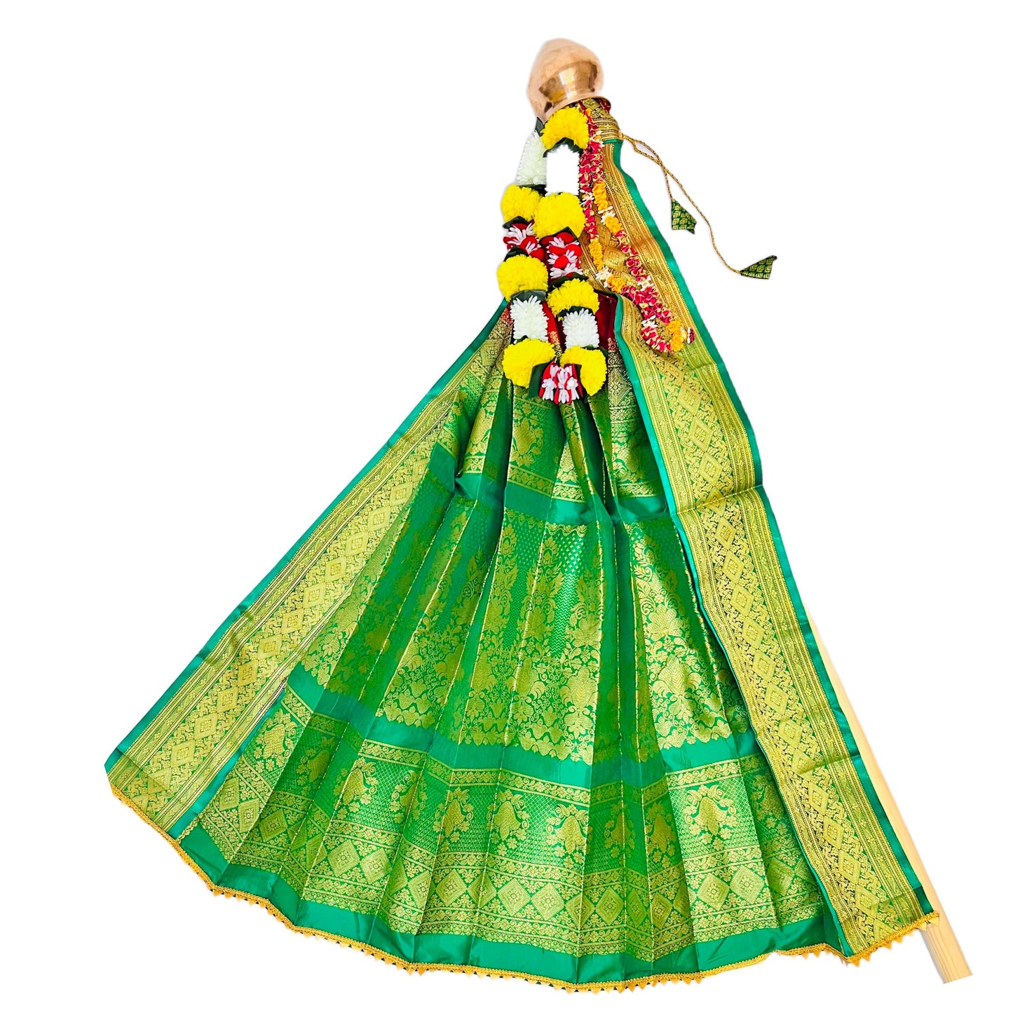 Green Paithani Gudi Vastra, Readymade Paithani Saree for Gudi Padwa Pooja