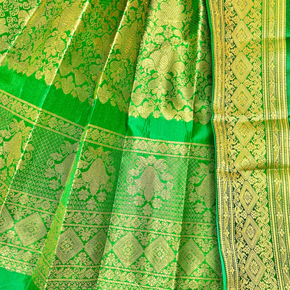 Green Paithani Gudi Vastra, Readymade Paithani Saree for Gudi Padwa Pooja Close