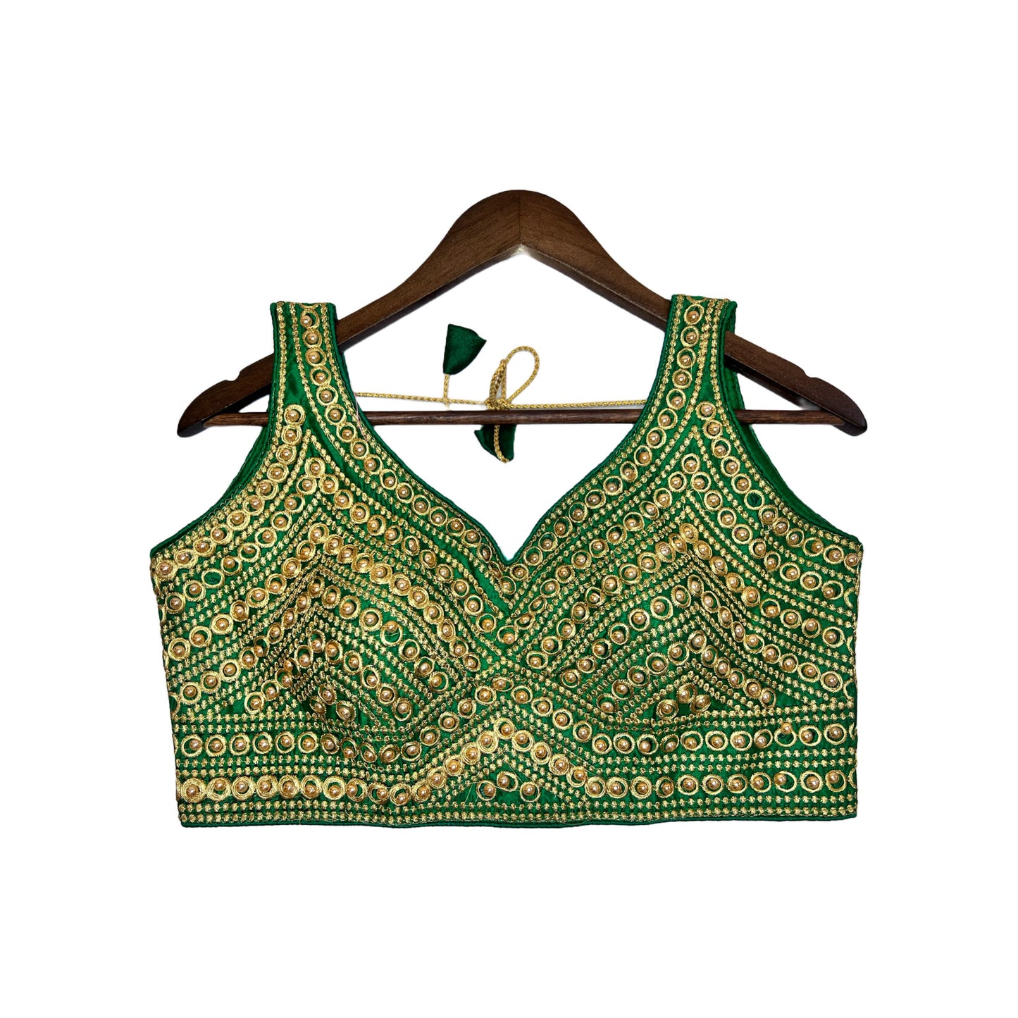 Fancy Dark Green Heavy Pearl And Embroidered Work Readymade Blouse, Crop Top, Fancy Blouse