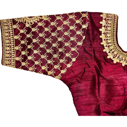 Maroon Color Trendy Women's Jacquard Embroidered Readymade Blouse, Designer Blouse, Crop Top, Tunic Top, Fancy Blouse, Bridal Blouse, Party Wear Blouse, Padded Blouse, Choli Blouse, Wedding Blouse