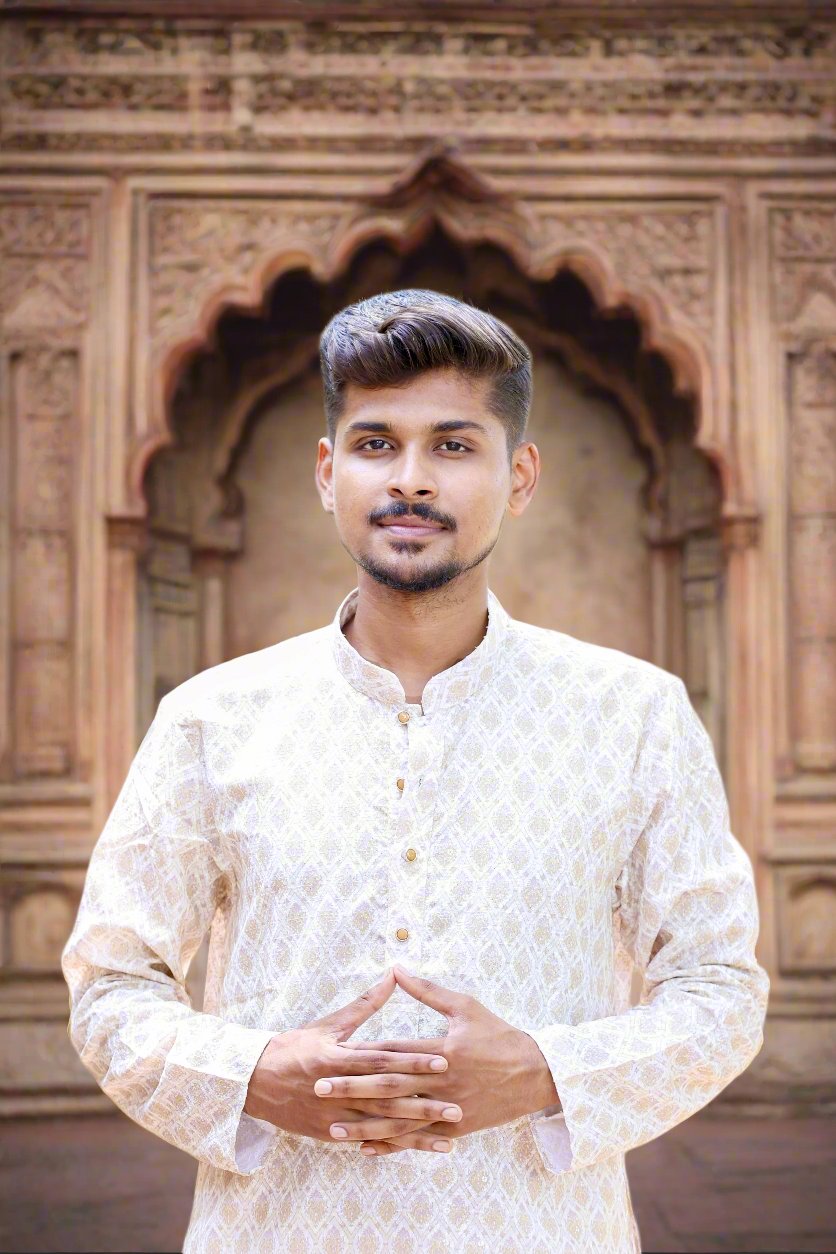 Mens_Beige_Color_Printed_Embroidery_Sequence_Work_Kurta_Pajama_Set_Close_Up