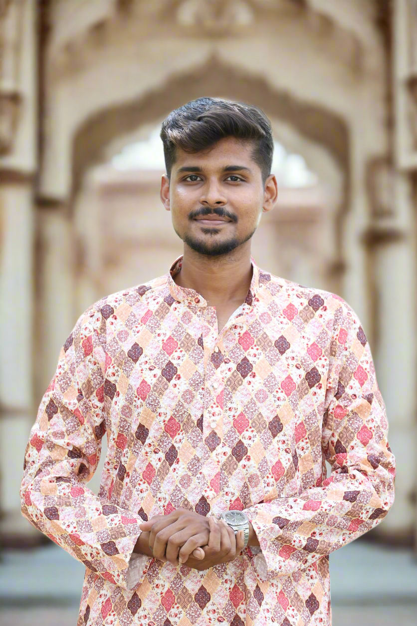 Mens_Brown_Color_with_Digital_print_Embroidery_Sequence_Work_Kurta_Pajama_Set_Closeup