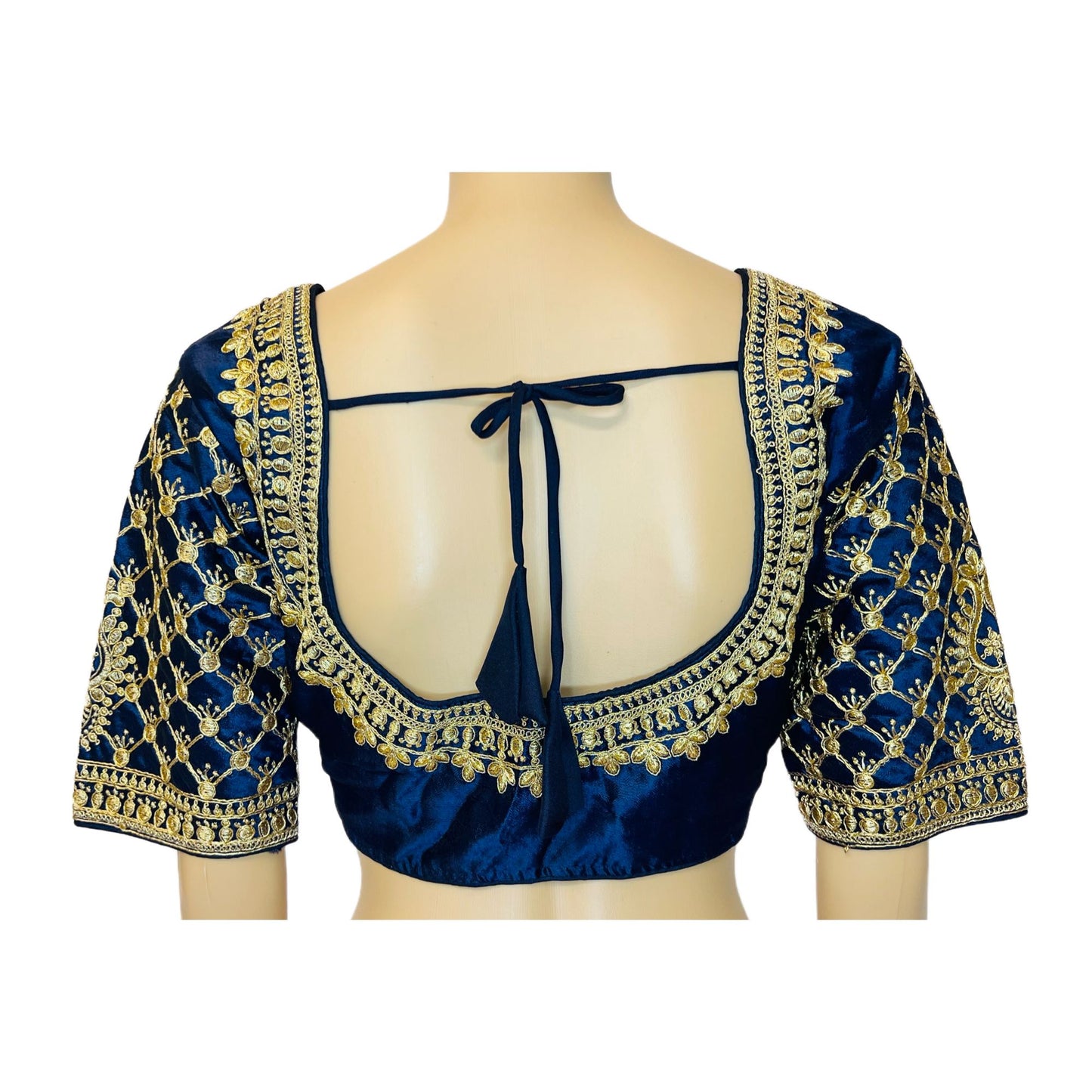 Navy Blue Color Trendy Women's Jacquard Embroidered Readymade Blouse, Designer Blouse, Crop Top, Tunic Top, Fancy Blouse, Bridal Blouse, Party Wear Blouse, Padded Blouse, Choli Blouse, Wedding Blouse