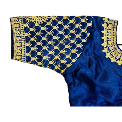 Navy Blue Color Trendy Women's Jacquard Embroidered Readymade Blouse, Designer Blouse, Crop Top, Tunic Top, Fancy Blouse, Bridal Blouse, Party Wear Blouse, Padded Blouse, Choli Blouse, Wedding Blouse