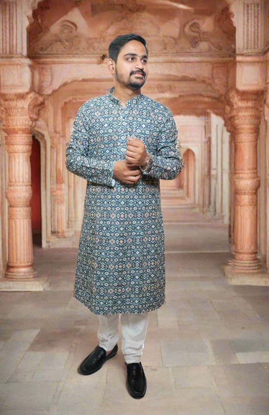 Navy_Blue_Mens_Self_Design_Kurta_Pajama_Set