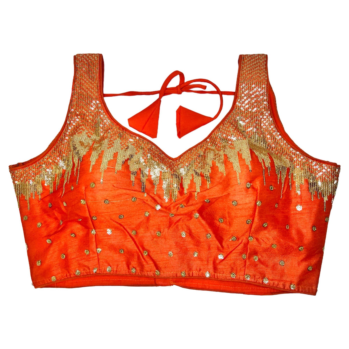 Orange Color Milan Silk Sequence Work Readymade Blouse, Designer Blouse, Crop Top, Tunic Top, Fancy Blouse, Party Wear Blouse, Wedding Blouse