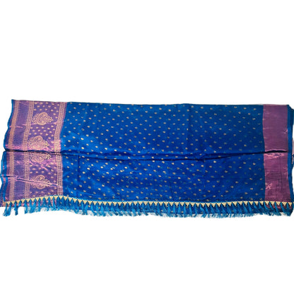 Peacock Blue Color New foil work fancy fabric saree