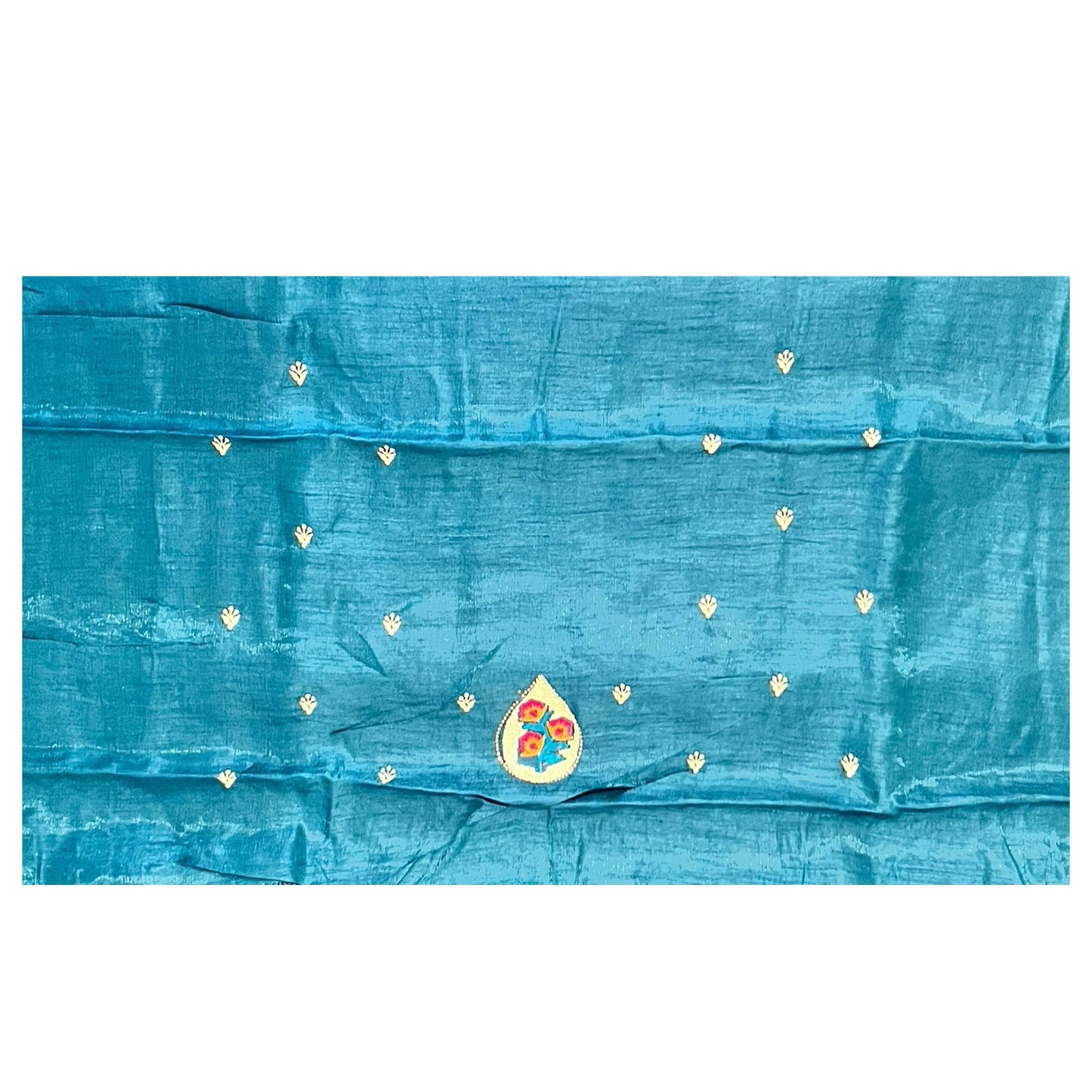 Peacock Blue Colour Chiffon Saree with Swaroski Diamond Work