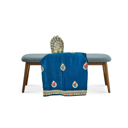 Peacock Blue Colour Chiffon Saree with Swaroski Diamond Work