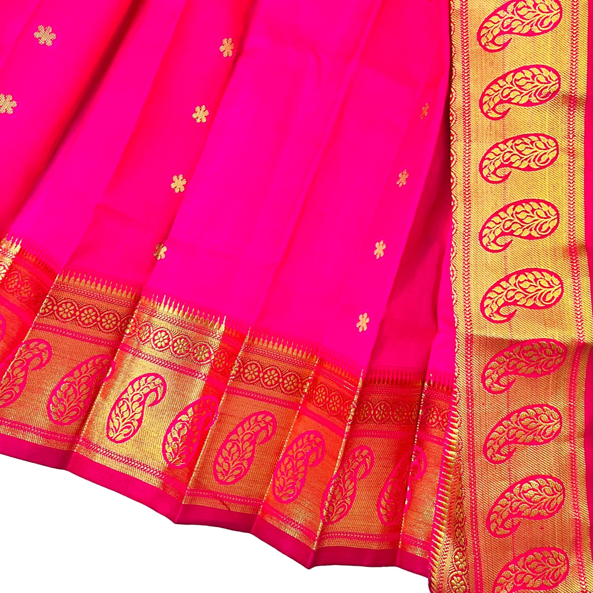 Persian Rose Paithani Gudi Vastra, Readymade Paithani Saree for Gudi Padwa Pooja closeup