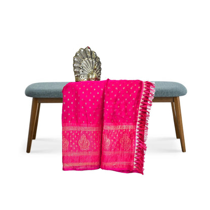 Persian Rose Pink Color New foil work fancy fabric saree