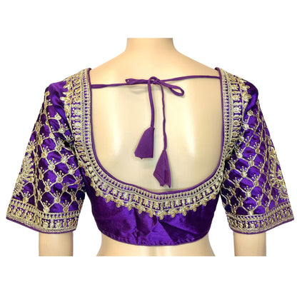 Purple Color Trendy Women's Jacquard Embroidered Readymade Blouse, Designer Blouse, Crop Top, Tunic Top, Fancy Blouse, Bridal Blouse, Party Wear Blouse, Padded Blouse, Choli Blouse, Wedding Blouse