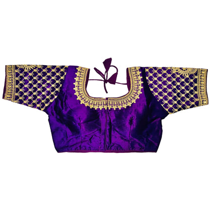 Purple Color Trendy Women's Jacquard Embroidered Readymade Blouse, Designer Blouse, Crop Top, Tunic Top, Fancy Blouse, Bridal Blouse, Party Wear Blouse, Padded Blouse, Choli Blouse, Wedding Blouse
