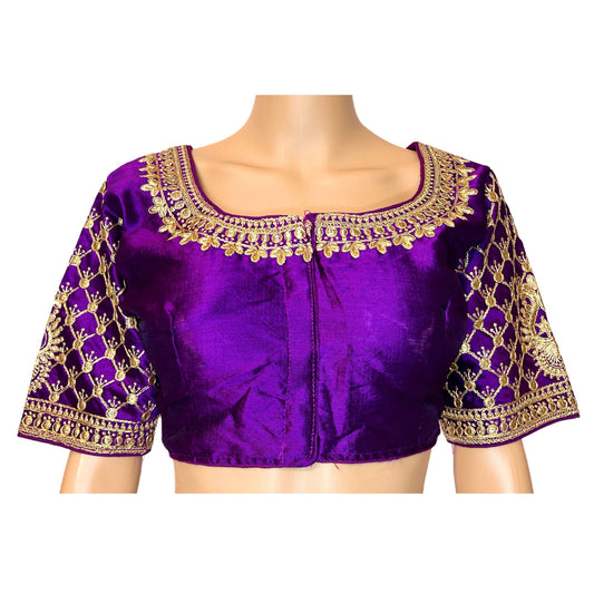 Purple Color Trendy Women's Jacquard Embroidered Readymade Blouse, Designer Blouse, Crop Top, Tunic Top, Fancy Blouse, Bridal Blouse, Party Wear Blouse, Padded Blouse, Choli Blouse, Wedding Blouse