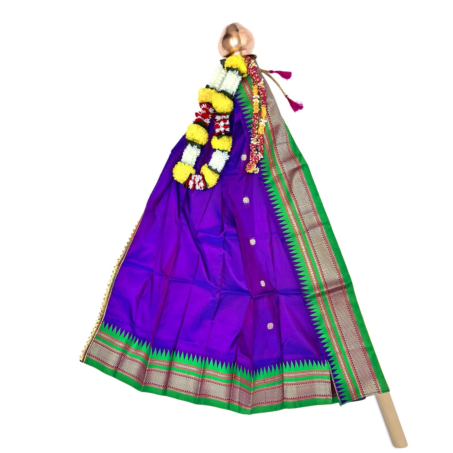 Purple Paithani Gudi Vastra, Readymade Paithani Saree for Gudi Padwa Pooja, Pre Pleates Ready To Use Gudi Saree