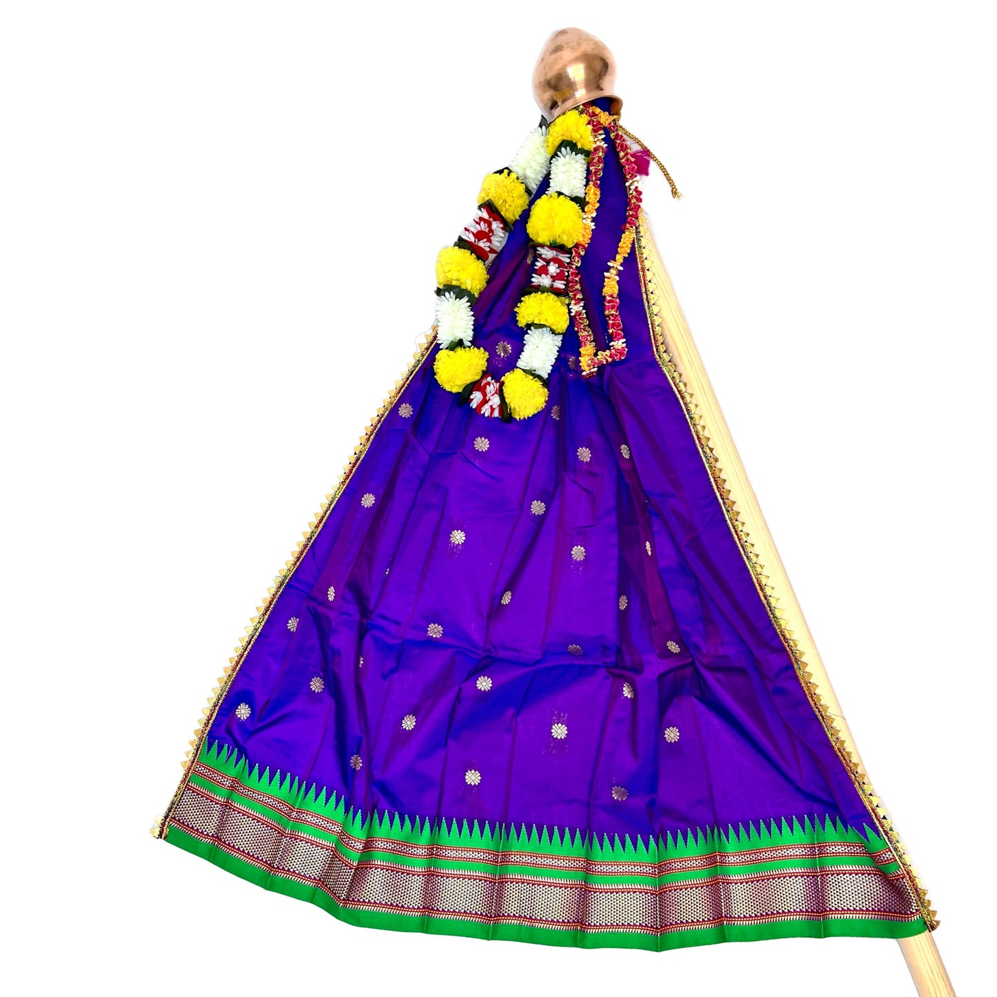 Purple Paithani Gudi Vastra, Readymade Paithani Saree for Gudi Padwa Pooja, Pre Pleates ready To Use Gudi Saree