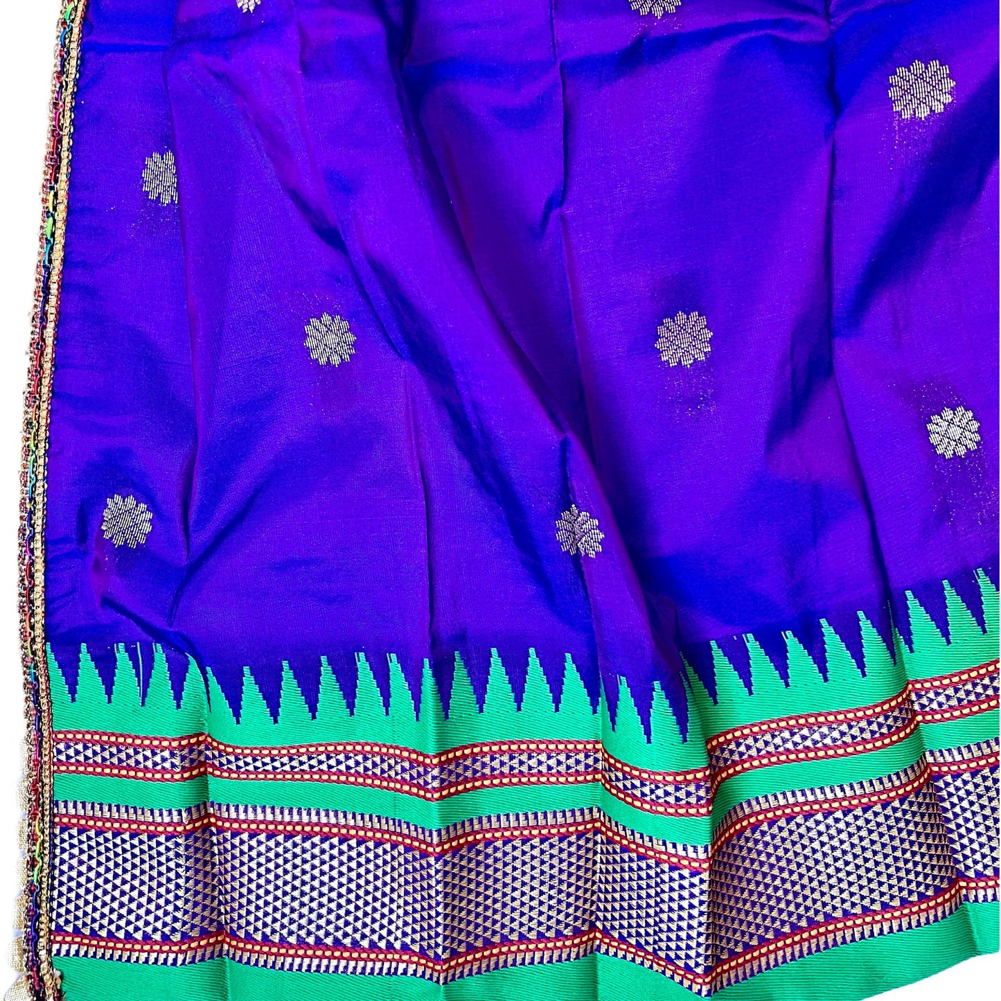 Purple Paithani Gudi Vastra, Readymade Paithani Saree for Gudi Padwa Pooja, Pre Pleates ready To Use Gudi Saree