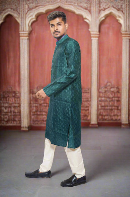 Rama_color_Mens_Silk_Kurta_pajama_Set_Side