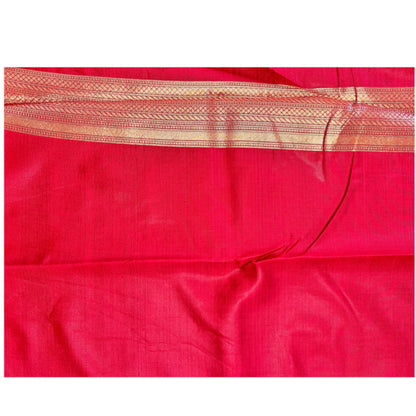 Raspberry Cotton Silk Saree with Zari Weaving