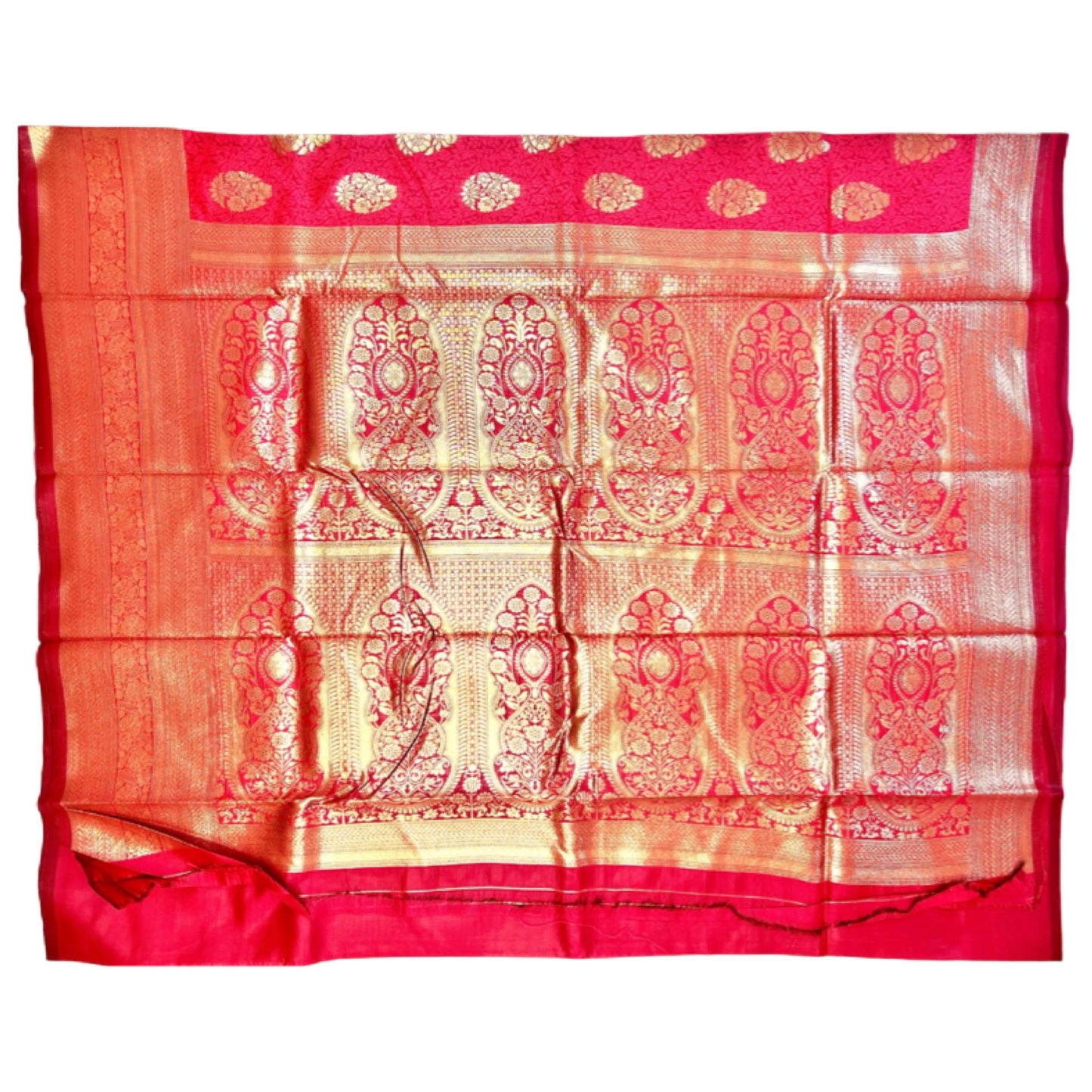 Raspberry Cotton Silk Saree with Zari Weaving
