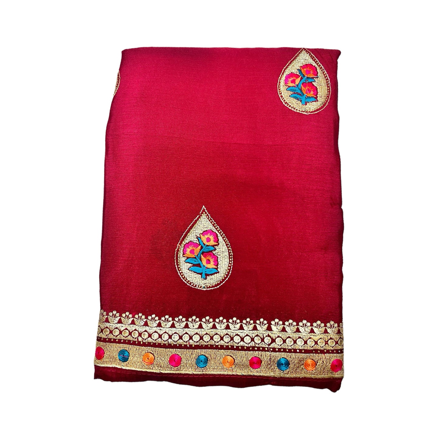 Red Colour Chiffon Saree with Swaroski Diamond Work