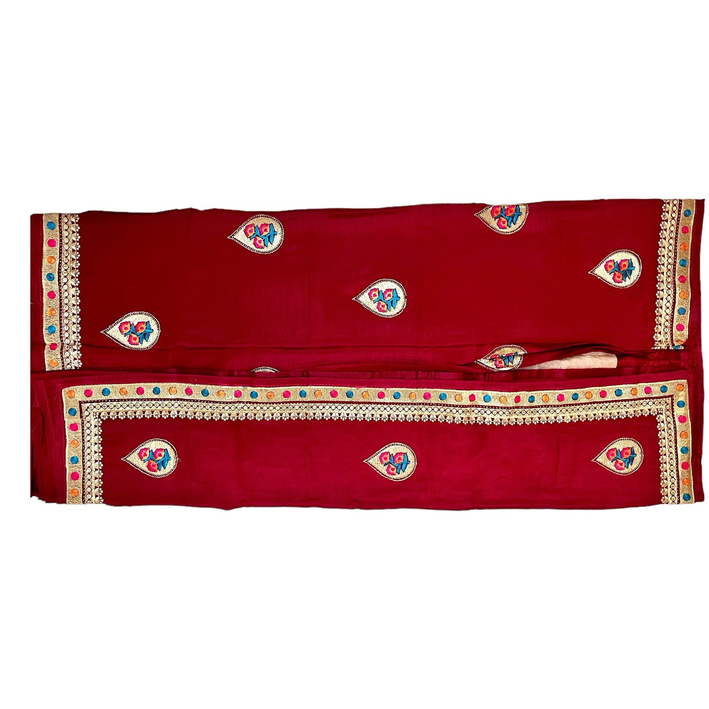 Red Colour Chiffon Saree with Swaroski Diamond Work