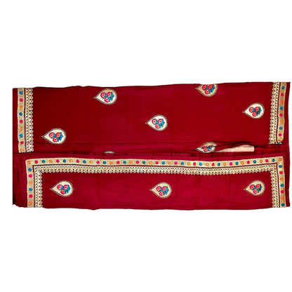 Red Colour Chiffon Saree with Swaroski Diamond Work
