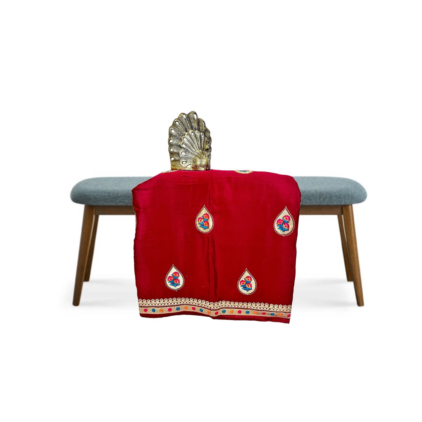 Red Colour Chiffon Saree with Swaroski Diamond Work