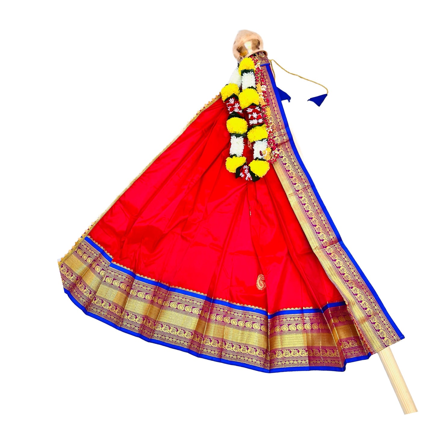 Red Paithani Gudi Vastra, Readymade Paithani Saree for Gudi Padwa Pooja