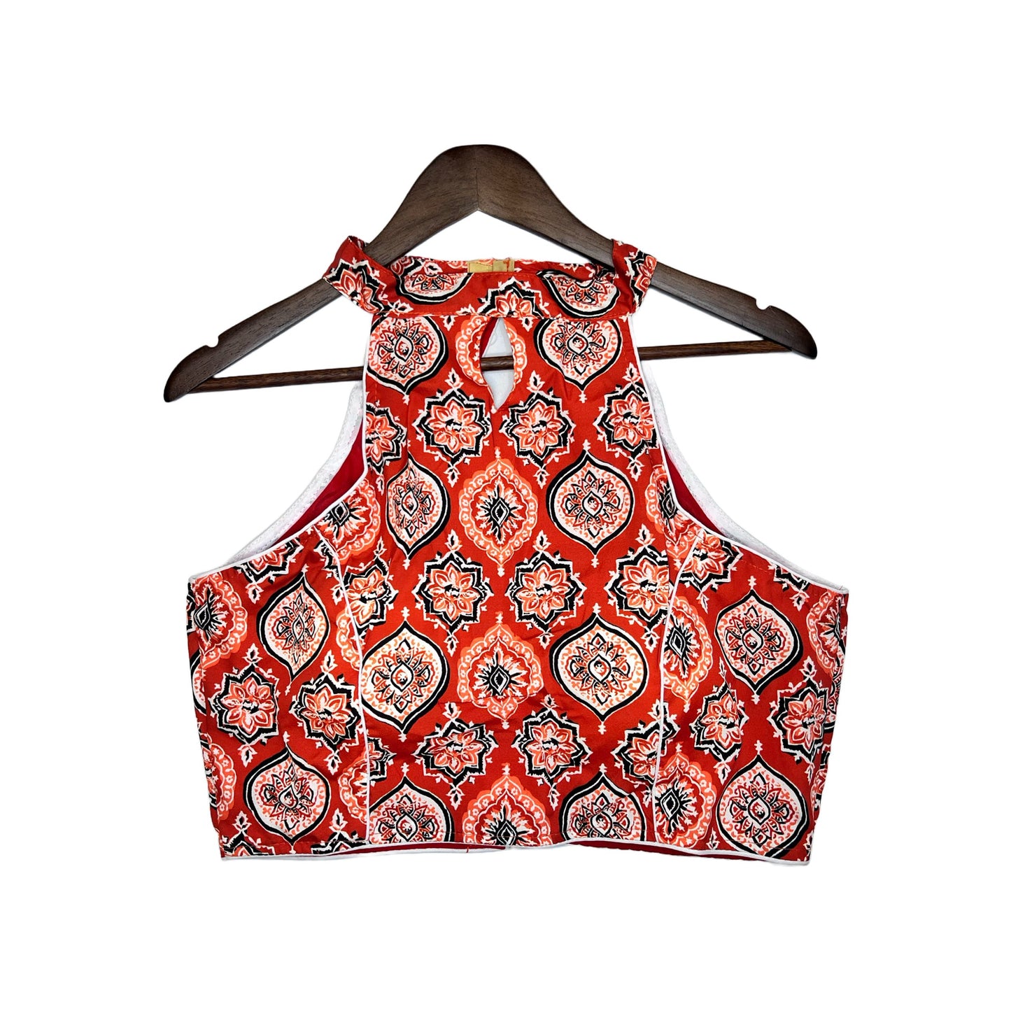Red_Black_And_White_Ikkat_Sleeveless_Halter_Neck_Blouse
