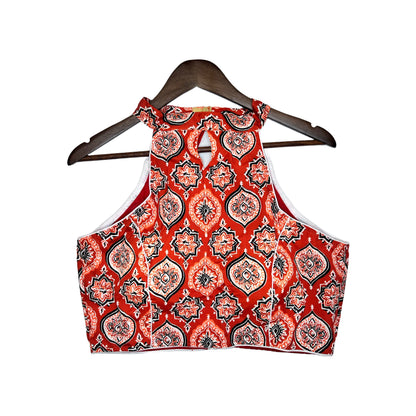 Red_Black_And_White_Ikkat_Sleeveless_Halter_Neck_Blouse
