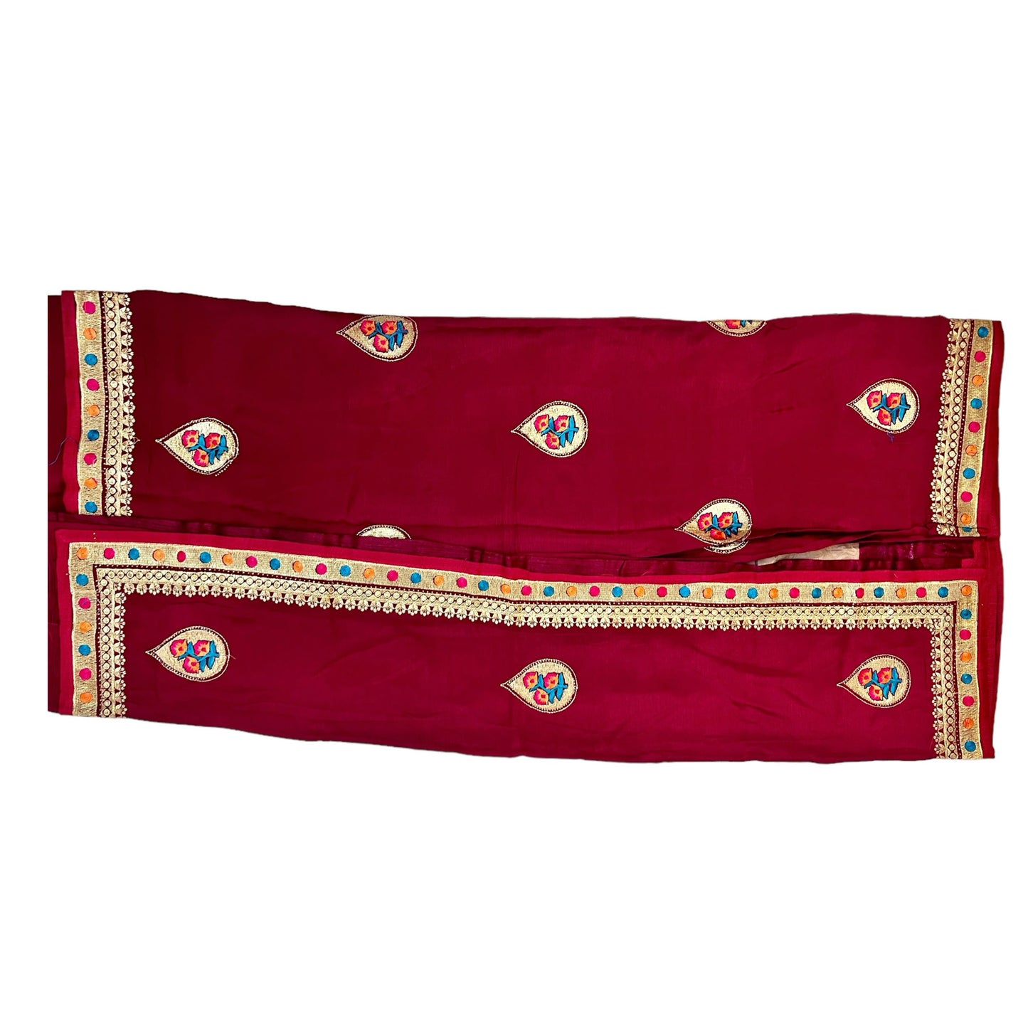 Rose Red Colour Chiffon Saree with Swaroski Diamond Work