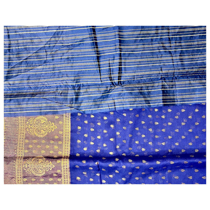 Royal Blue Color New foil work fancy fabric saree