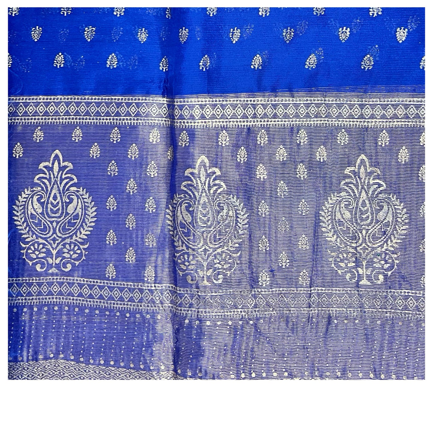 Royal Blue Color New foil work fancy fabric saree