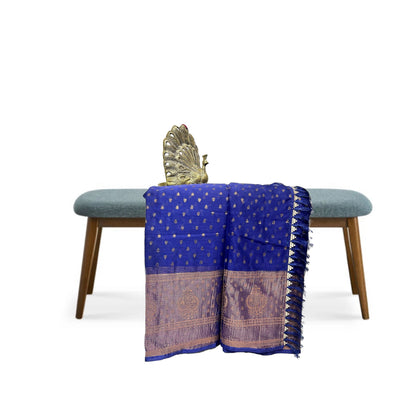 Royal Blue Color New foil work fancy fabric saree