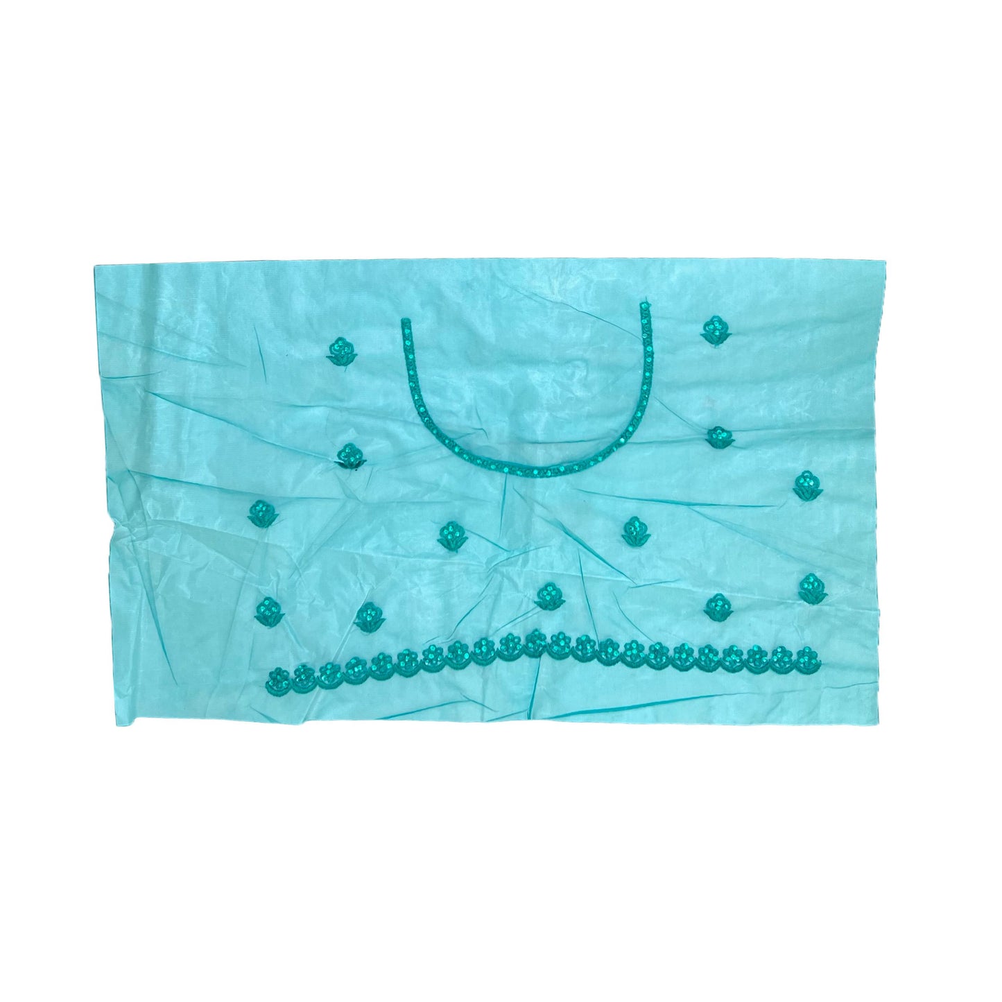 Teal Blue Color Soft Net Embroidery Work Saree