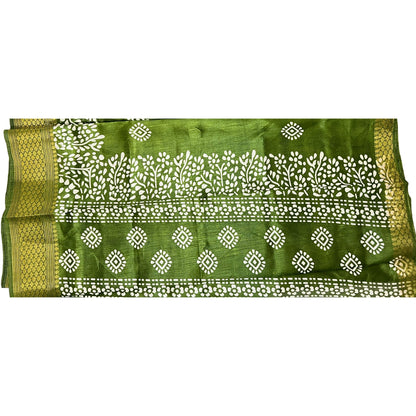 Soft Slub Cotton Silk Saree With Batik Print