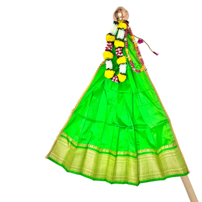 Tealish Green Paithani Gudi Vastra, Readymade Paithani Saree for Gudi Padwa Pooja