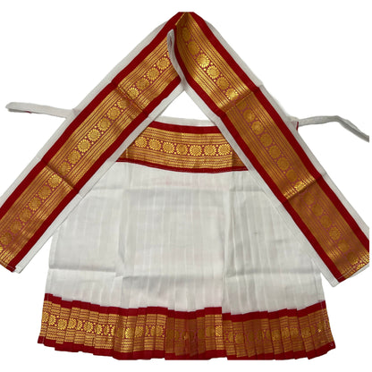 White Varalakshmi Kalasam/Kalash Saree, Navaratri Goddess Silk Saree , Mata Rani, Devi, Durga, Maa Laxmi Poshak, Margashirsha Devi Saree