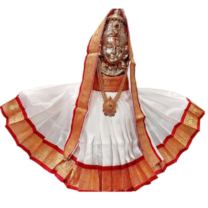 White Varalakshmi Kalasam/Kalash Saree, Navaratri Goddess Silk Saree , Mata Rani, Devi, Durga, Maa Laxmi Poshak, Margashirsha Devi Saree