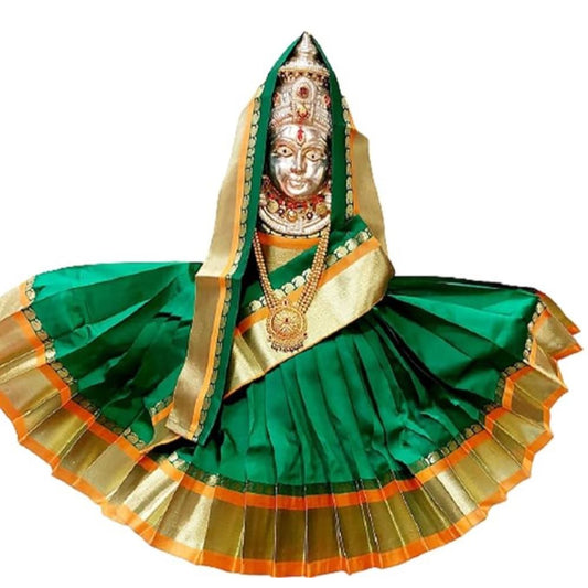 Green Varalakshmi Kalasam/Kalash Saree, Navaratri Goddess Silk Saree , Mata Rani, Devi, Durga, Maa Laxmi Poshak, Margashirsha Devi Saree