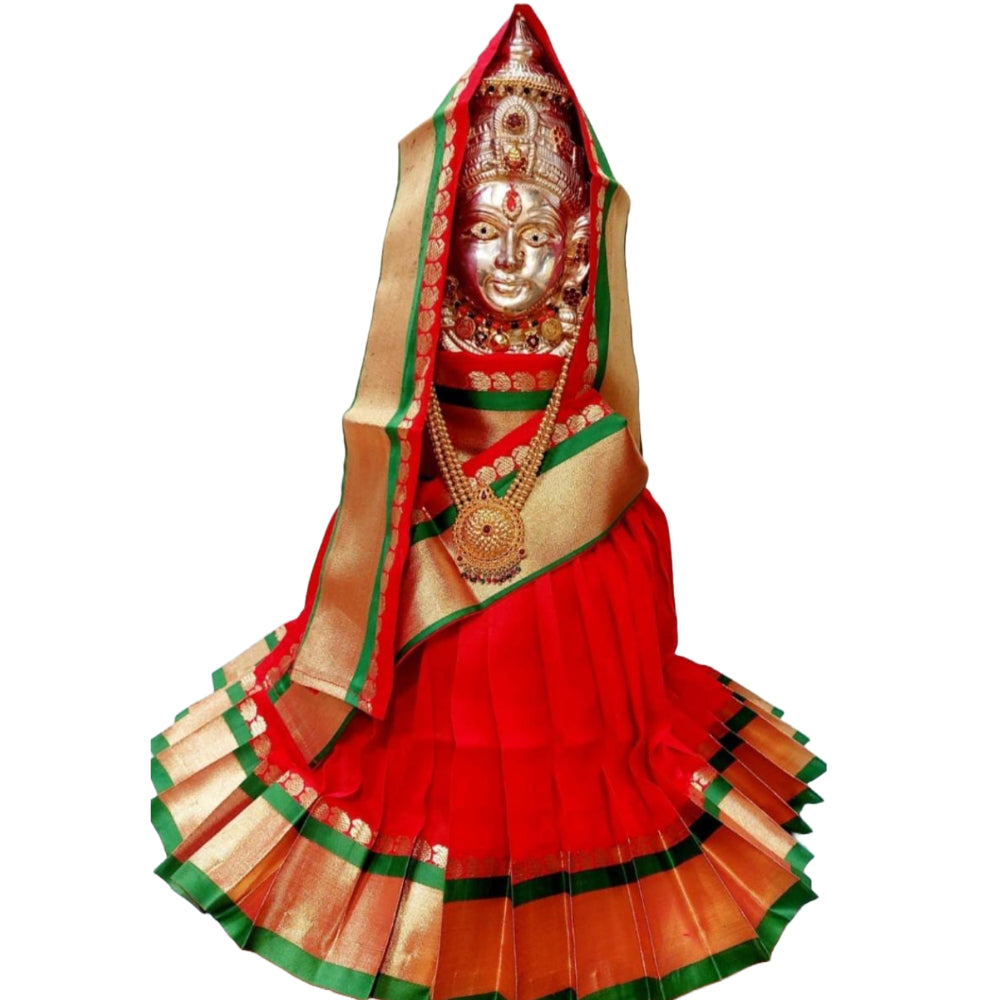 Red Varalakshmi Kalasam/Kalash Saree, Navaratri Goddess Silk Saree , Mata Rani, Devi, Durga, Maa Laxmi Poshak, Margashirsha Devi Saree