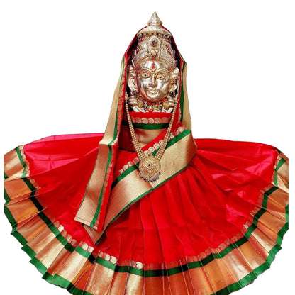 Red Varalakshmi Kalasam/Kalash Saree, Navaratri Goddess Silk Saree , Mata Rani, Devi, Durga, Maa Laxmi Poshak, Margashirsha Devi Saree