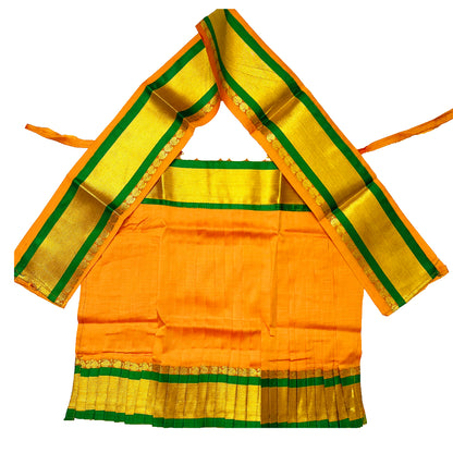 Yellow Varalakshmi Kalasam/Kalash Saree, Navaratri Goddess Silk Saree , Mata Rani, Devi, Durga, Maa Laxmi Poshak, Margashirsha Devi Saree