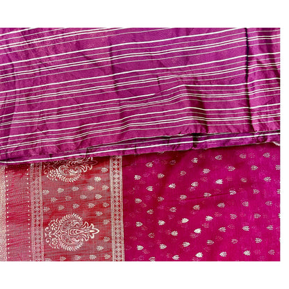Warm Purple Color New foil work fancy fabric saree