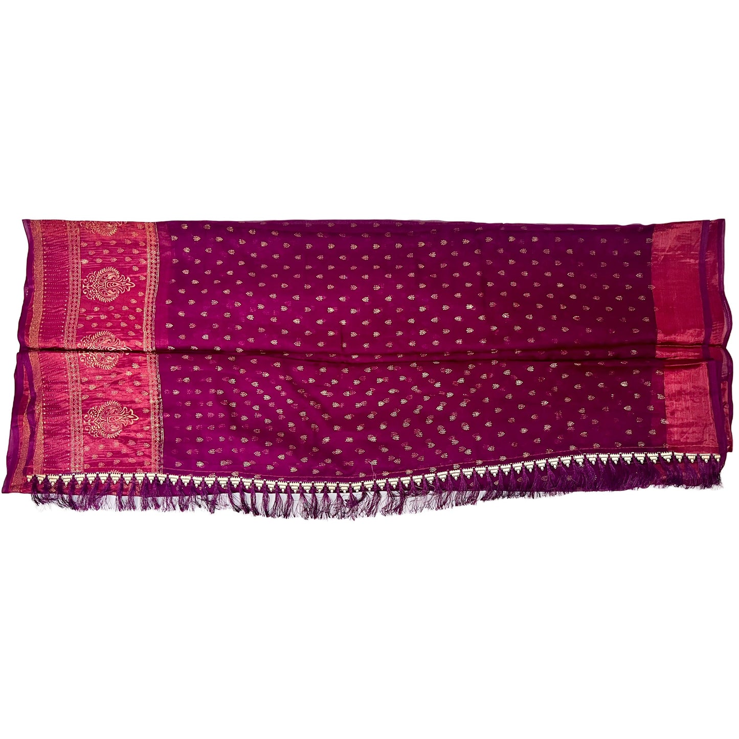 Warm Purple Color New foil work fancy fabric saree