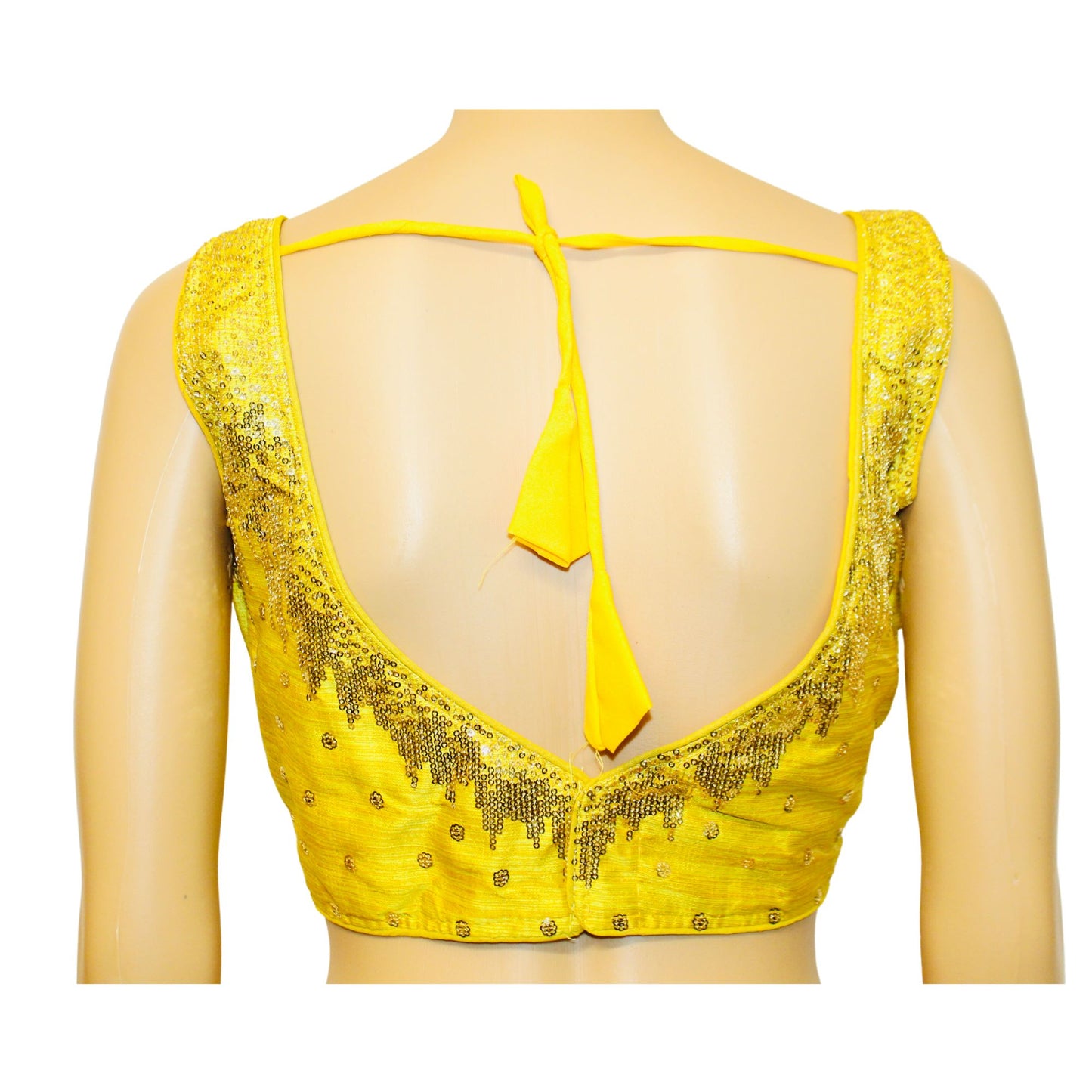 Yellow Color Milan Silk Sequence Work Readymade Blouse, Designer Blouse, Crop Top, Tunic Top, Fancy Blouse, Party Wear Blouse, Wedding Blouse