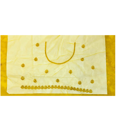 Yellow Color Soft Net Embroidery Work Saree