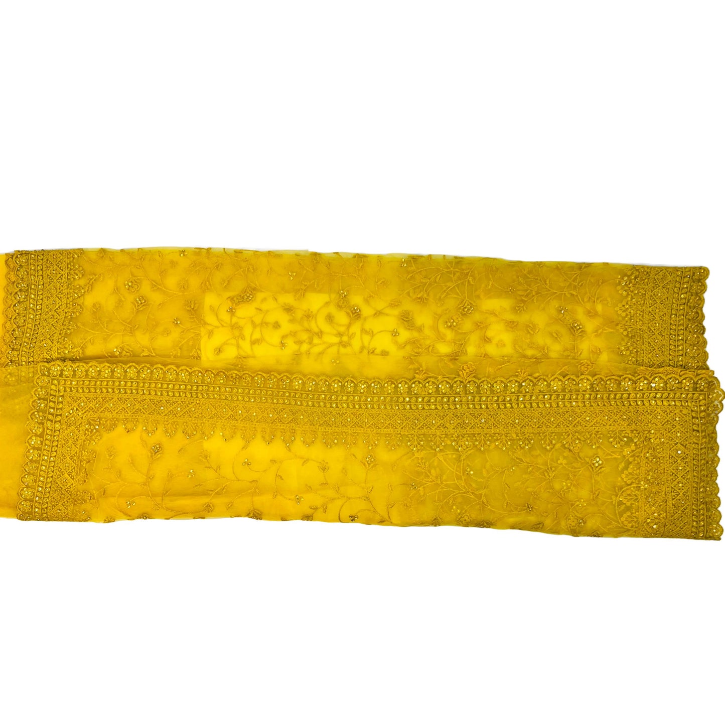 Yellow Color Soft Net Embroidery Work Saree