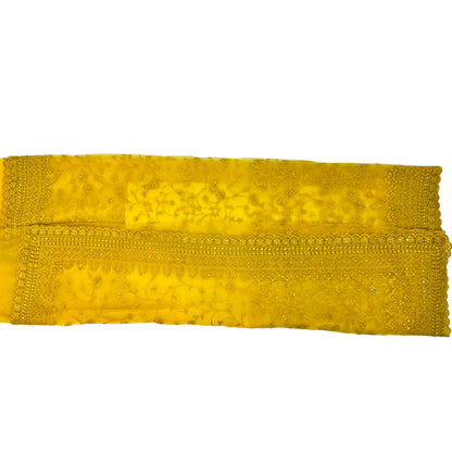 Yellow Color Soft Net Embroidery Work Saree